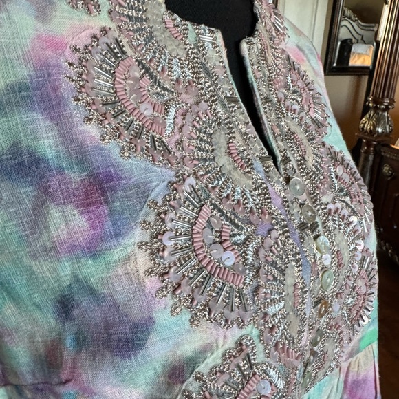 Soft Surroundings Pastel Tie Dye Beaded Tunic‎ Top - Picture 11 of 15